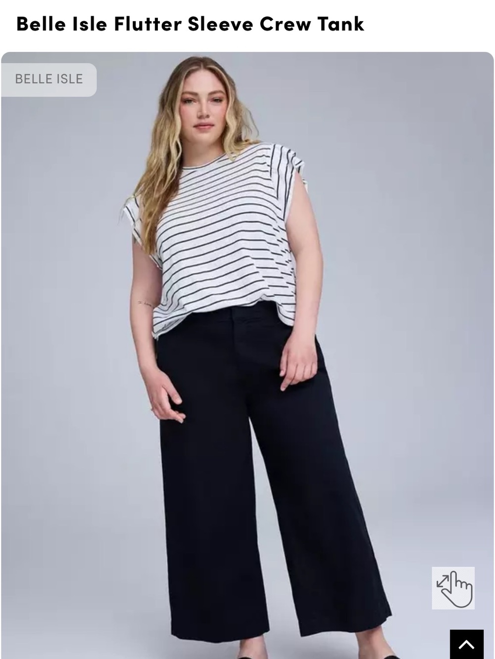 torrid Belle isle size 00 White Striped Flutter Sleeve Crew Tee